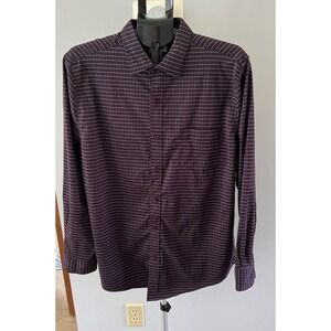 Haggar‎ Men's Purple Blue checked Button Down Long Sleeve Dress Shirt Size XL